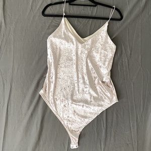 Gaze Crushed Velvet Champagne Bodysuit